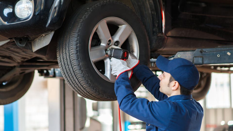 Rotating or replacing tires on an electric car photo shared by Drive Electric Dayton